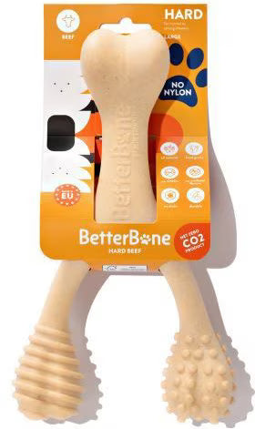 BetterBone Hard Beef Dog Toy, Natural, Large