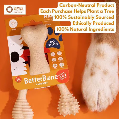 BetterBone Hard Beef Dog Toy, Natural, Large