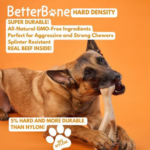 BetterBone Hard Beef Dog Toy, Natural, Large