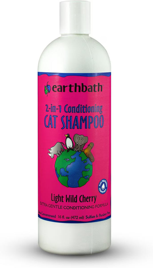 Earthbath 2-in-1 Light Wild Cherry Conditioning Cat Shampoo, 16-fl oz bottle