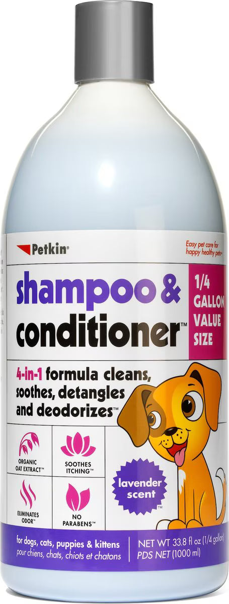 Petkin 4-in-1 Lavender Scent Dog & Cat Shampoo & Conditioner, 32-fl oz bottlePetkin 4-in-1 Lavender Scent Dog & Cat Shampoo & Conditioner, 32-fl oz bottle