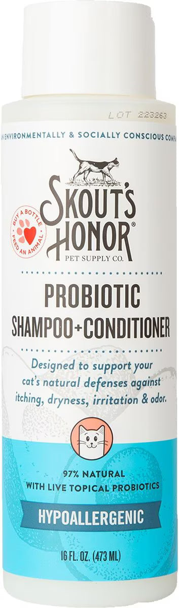 Skout's Honor Probiotic Fragrance Free Cat Shampoo & Conditioner, 16-fl oz bottle