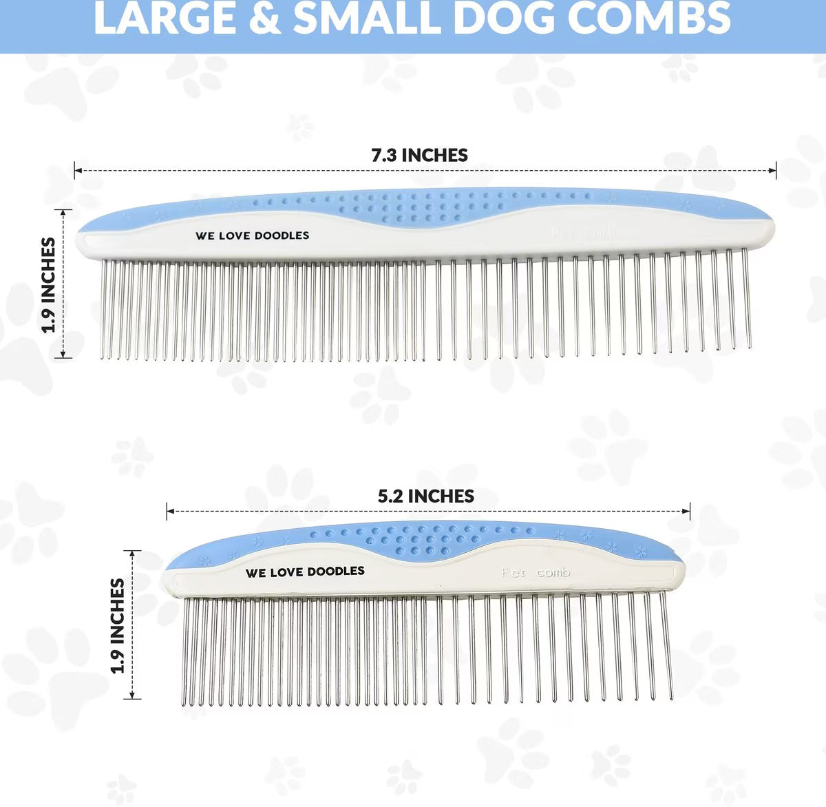We Love Doodles Metal Dog Grooming Combs, 2 count, Blue