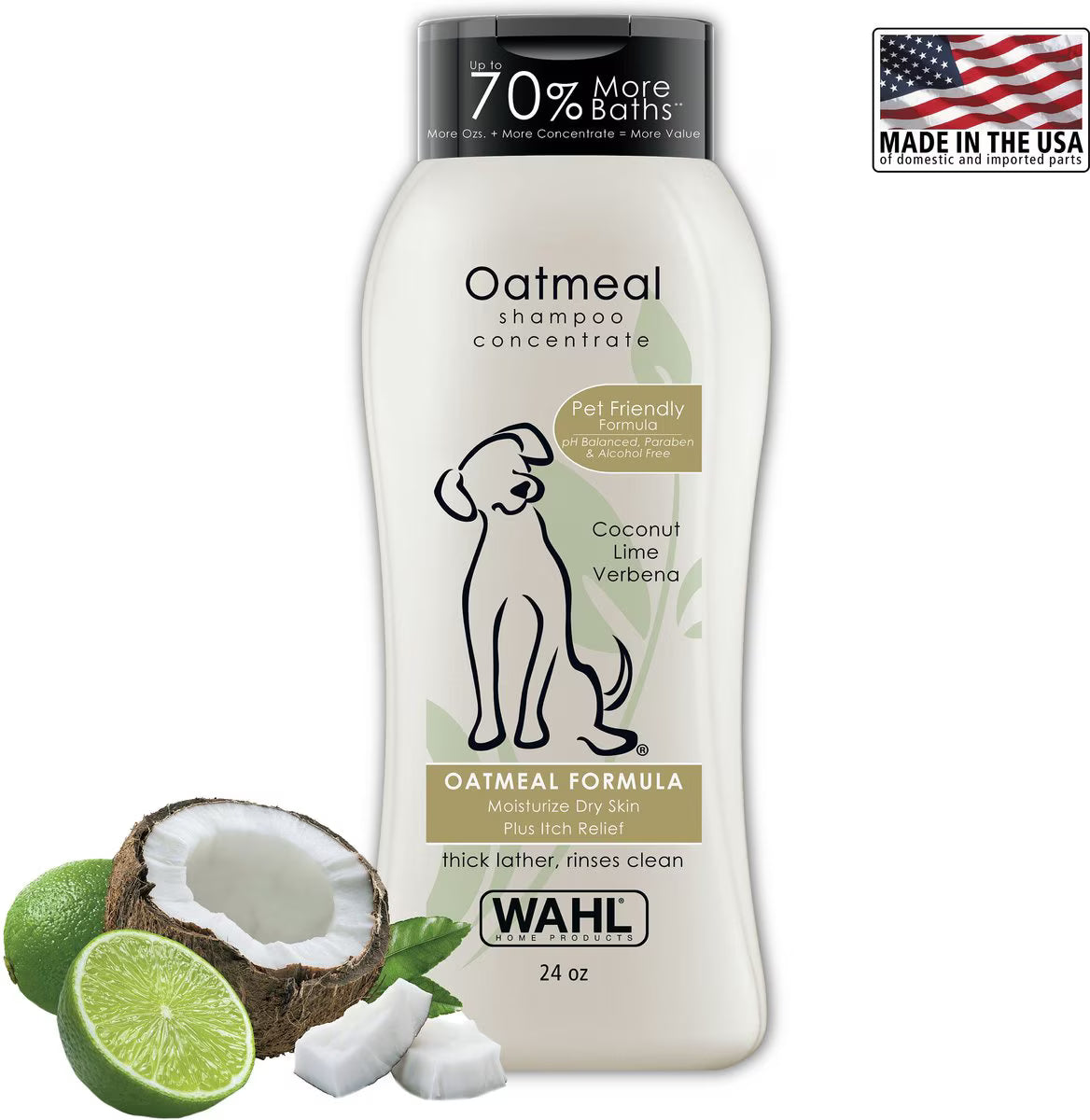 Wahl Oatmeal Formula Dog Shampoo, Coconut Lime Verbena Scent, 24-fl oz bottle