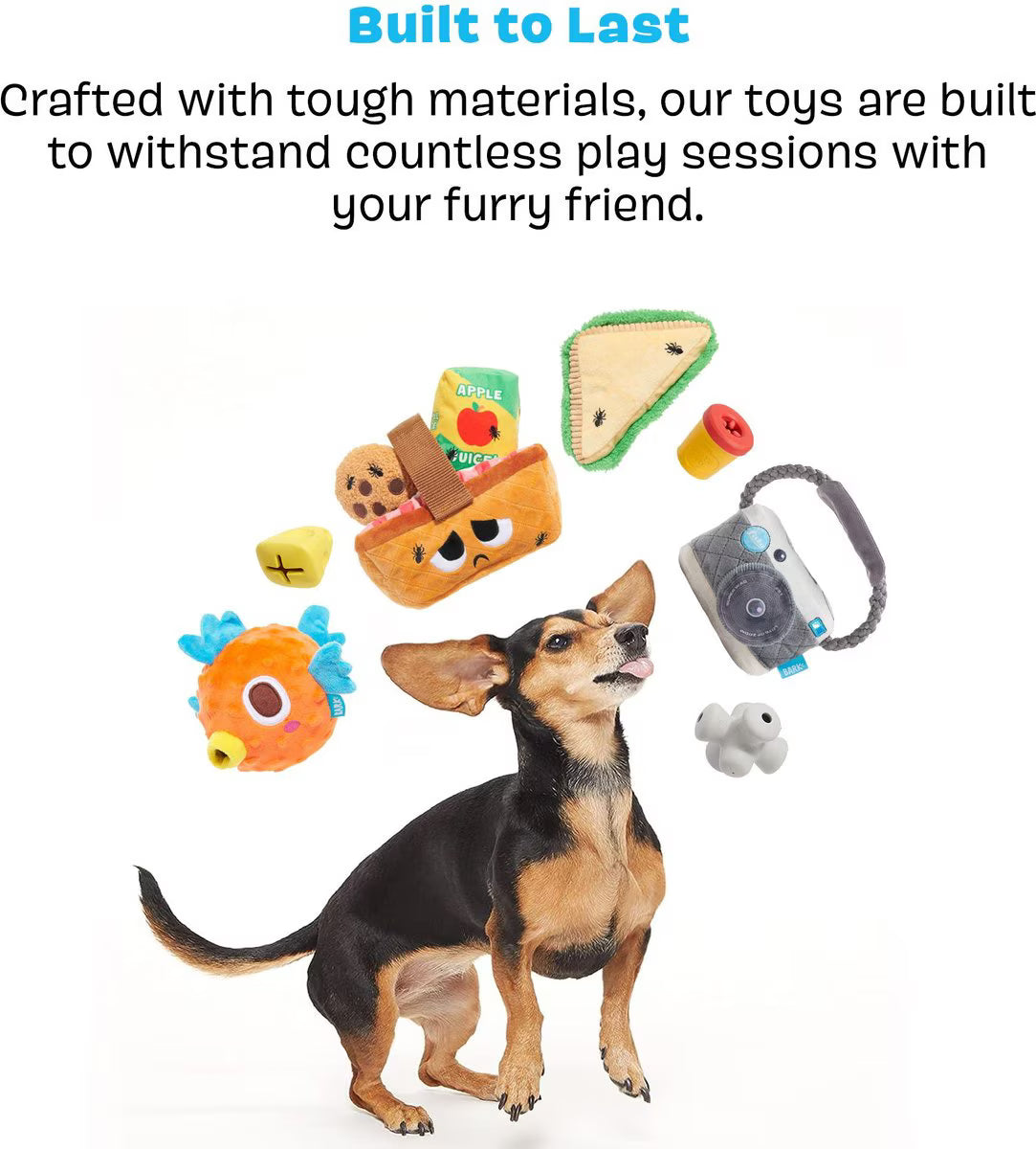BARK Them Apples 3-in-1 Squeaky Plush Dog Toy