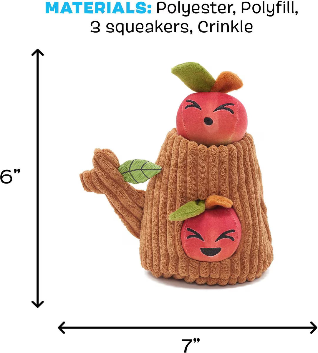 BARK Them Apples 3-in-1 Squeaky Plush Dog Toy